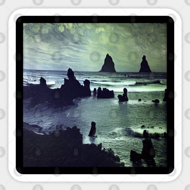 Reynisfjara Beach in Van Gogh's style Sticker by Classical